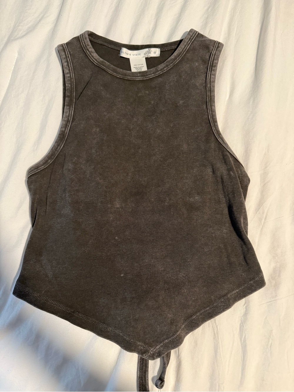 Altar’d State Charcoal Open Back Tie Crop Tank Top M - Picture 1 of 3